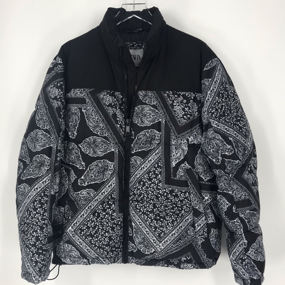 Zara Men Bandana Print Puffer Jacket 